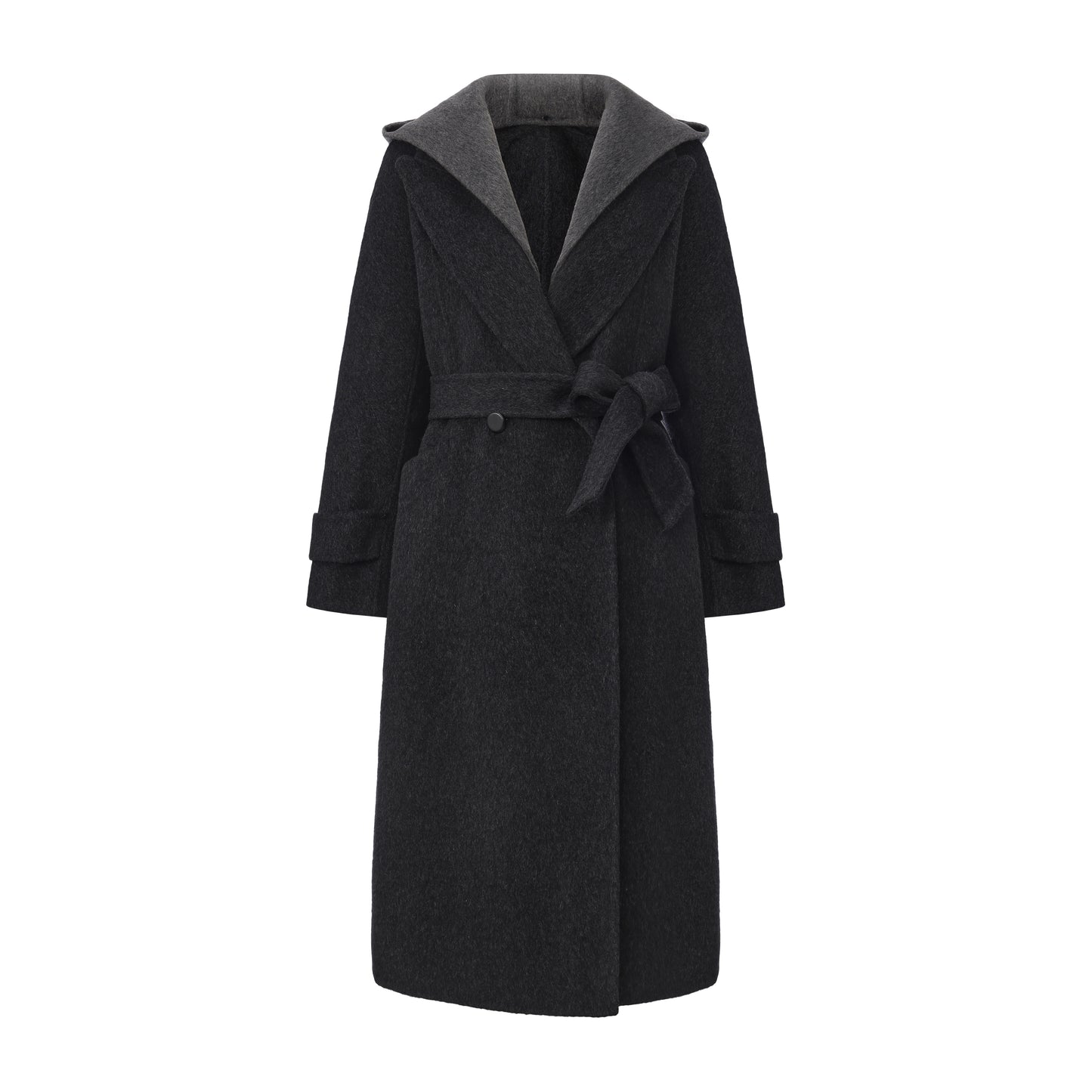 Sesame Noir - Hooded Wool Coat