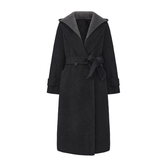 Sesame Noir - Hooded Wool Coat