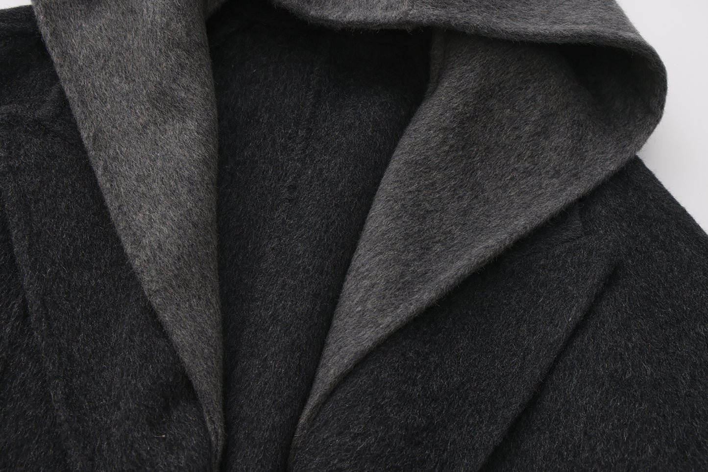 Sesame Noir - Hooded Wool Coat